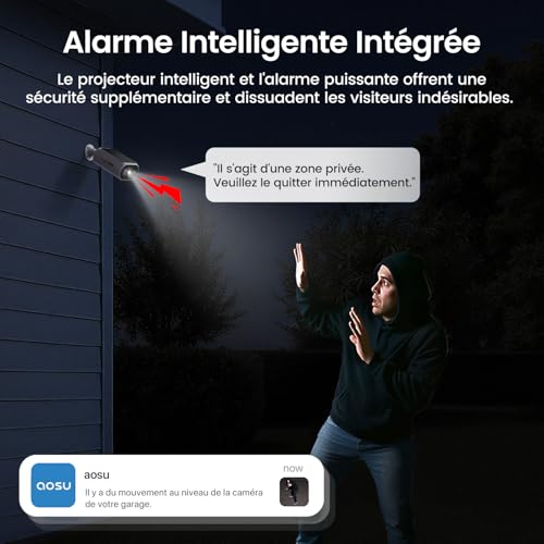AOSU 2K Wireless Outdoor Surveillance Camera, Base+ 4 Cam, 32GB Local Storage, 3MP WiFi Solar Camera with Battery, Integrated Solar Panel, Night Vision Colour and Motion Detector