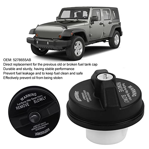 KIMISS Locking Fuel Tank Cover, Car Fuel Tank Cap Lid W/Key 5278655AB