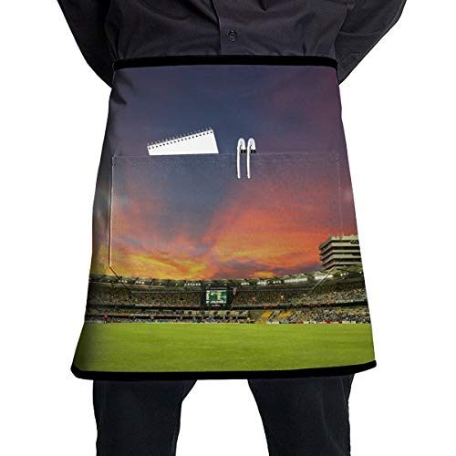 Nicokee Chef Aprons Cricket Bat Waist Tie Half Bistro Apron for Home Kitchen Cooking