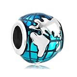 CharmsStory Ocean Blue Earth World Globe Charm Beads For Bracelets