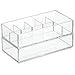 mDesign Hair Care and Accessories, Stacking Organizer for Bathroom Vanity to Hold Clips, Combs, Head Wraps, Elastics, Bobby Pins - 2 Piece Set, Long, Clear