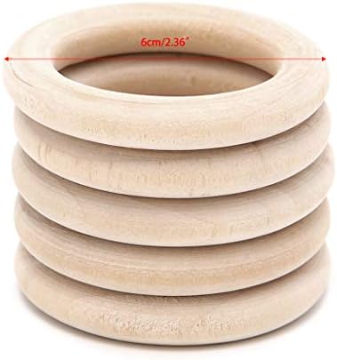 kinmyte Natural Wood Circle Ring Pendant Connectors Beads DIY Jewelry Findings 60mm(Natural Wood Color-5pieces)