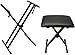 Kuyal Heavy-Duty, Double-X Adjustable Piano Keyboard Stand and Classic Piano Bench (Dual X)