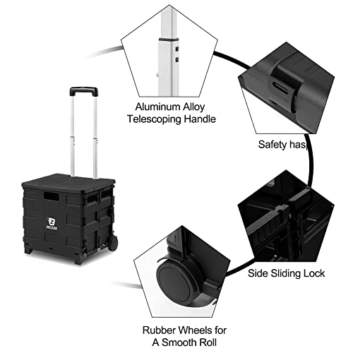 Rolling Carts with Wheels and Handle, ZECEZE Folding File Cart for