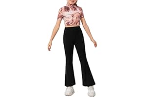 Aurgelmir Kids Casual High Waisted Flare Pants for Girls Cute Workout Dancing Yoga Bell Bottoms Leggings