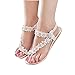 Tenworld Women Summer Bohemia Flat Sandals Flower Beads Beach Flip-flop Shoes