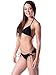 BAWDY Women's Geometric Mesh Triangle Bikini Set, Designed in USA, Black, M