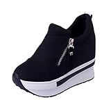 TOPUNDER Women Wedges Boots Platform Shoes Slip on Ankle Boots Fashion Casual