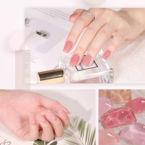 GAOY Gel Nail Polish Kit with UV Light, 6 Jelly Pink Nude Colors Gel
