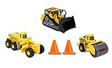 Tonka Diecast Construction Crew 3 Pack: Grader Steam Roller, Construction Dozer, with 2 Bonus Pylons