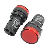 Uxcell AD16-22D/S 21 mm Thread Red LED Plastic Signal Pilot Lamp AC220V 2Pcs