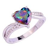 Psiroy Women's 925 Sterling Silver 1.5cttw Rainbow Topaz Filled Ring