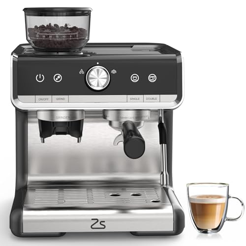 Semi-Automatic Espresso Machine, 20 Bar Professional Coffee Maker with Grinder,…