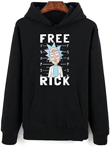 Easyhon Rick and Morty Unisex Adult Hoodie Sweatshirt (Black,Large)