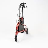 NRS Healthcare 3 Wheel Steel Rollator Walker Red with Bag, Adjustable Height view 3