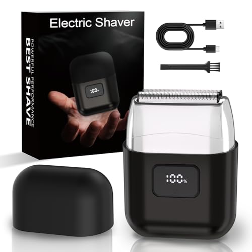 YOXSPD Electric Foil Shavers for Men: Mini Electric Razor with 3 Floating Blades, LED Display, Dual Speed - IPX7 Waterproof Wet/Dry Cordless Razor, USB Fast Charging, Travel Lock (Black)
