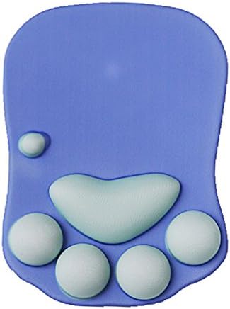 Cat Paw Mouse Pad with Wrist Support Soft Silicone Wrist Rests Wrist Cushion Comfort Mouse Pad Computer Mouse Mat Desk Decor(10.7x7.8x0.9'') (Dark Blue)