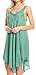 Sakkas 16606 - Calais Mid Length Sleeveless Tank Top Detailed Embroidery Caftan Dress - Aqua - OS