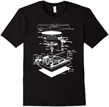 Men's Turn table shirt - dj shirt - turn table schematic Large Black