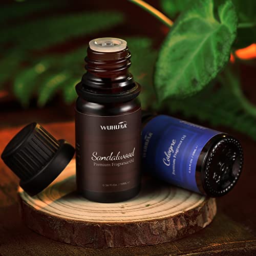 Essential Oils Set, Men Scents Fragrance Oil Essential Oils for Diffuser, Massage, Soap & Candle Making Scents - Sandalwood, Cedar, Cologne, Sweet Tobacco, Rum, Cedar & Vetiver Oils, 6x10ml