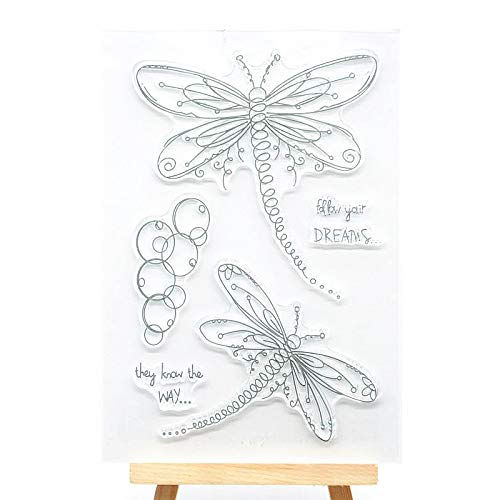 Welcome to Joyful Home 1pc Butterfly Dragonfly Clear Stamp for Card Making Decoration and Scrapbooking