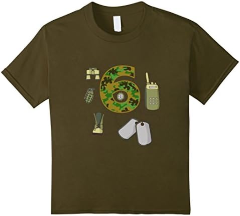 Kids 6th Birthday Camo Soldier T-Shirt 6 Olive