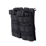 Outry M4 M16 AR-15 Type Magazine Pouch Mag Holder - Triple/Double/Single Airsoft MOLLE Mag Pouch - Open Top Version - Double - Black