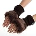 DZT1968® 1PCWomen Winter Faux Rabbit Fur Wrist Fingerless Gloves Mittens (Coffee)