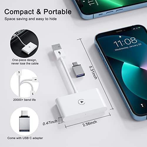 Teeran CarPlay Wireless Adapter for Factory Wired CarPlay 2022 Upgrade