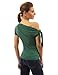 PattyBoutik Women Tied One Shoulder Short Sleeve Top (Medium Green Small)