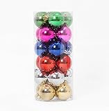 Honeyhome Multicolor Christmas Ball Decorations (40mm/1.57in), Tree Shatterproof Colorful Balls Ornaments, Festive Hanging Decor Pack of 24pcs (D)