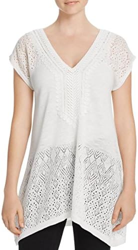 Avec Womens Cap Sleeves Knit Tunic Top White S