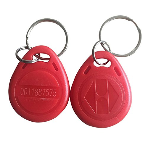 HWMATE 125khz RFID Smart Em Id Read Only Entry Access Keyfob Tag Token Keychain Card Color Red (100 Pack)
