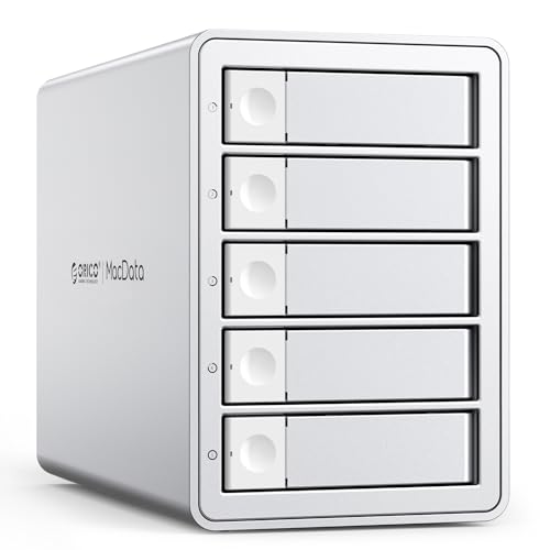 ORICO RAID Enclosure 5 Enclosure for 2.5/3.5 Inch SATA HDD/SSD Hard Drives Up to 5 x 22TB, USB 3.0 Aluminium Hard Drive Docking Station, Supports RAID 0/1/5/10/PM (9958RU3)