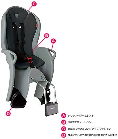 HAMAX Kiss Frame Mounted Child Bike Seat - Grey/Black - Image 3