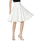 NREALY New Women's Solid Flared Retro Casual Knee