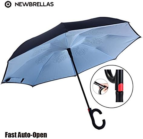 NEWBRELLAs Creative Auto-close Inverted Umbrella for Driver (Auto-open, Blue)