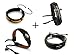 SWS 1Pack (4Pcs) Leather Cuff Bracelet Surfer Wrap Tribal Punk + Multilayer Jesus + Reggae + Constellation 12 Zodiac Sign Logo Charms Fashion Great Gift Adjustable Size Genuine Handmade Hand Wear