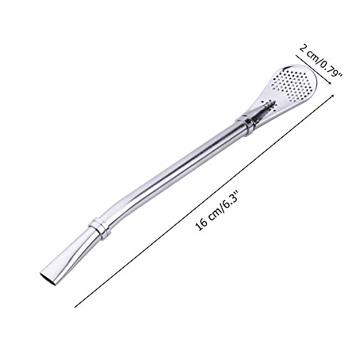 ISKYBOB 2 Pack Stainless Steel Straws Yerba Mate Bombilla Drinking Straws with Cleaning Brush