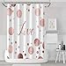 ASOCO Shower Curtain Set with 12 Hooks Valentines Day with Rose Gold Lettering Sparkle Dots Polyester Fabric Waterproof Bath Curtain 72X78 Inches Decortive Bathroom