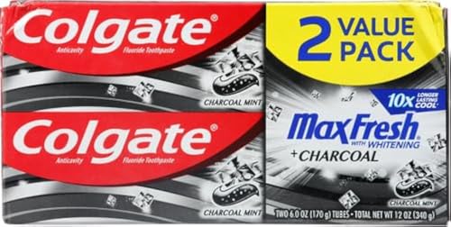 Colgate Max Fresh Toothpaste + Charcoal, Charcoal Mint (6 Ounce, Pack of