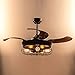 Parrot Uncle Ceiling Fans with Lights and Remote Farmhouse Black Ceiling Fan with Light for Bedroom, 4 Retractable Blades, 46 Inch
