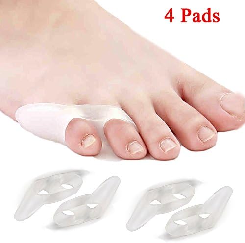 Jrery Bunion Relief Big Toe Protector for Bunions Splint Pads, 1 Pair Gel Toe Separators for Hammer Toes (2 pairs little toe pads)