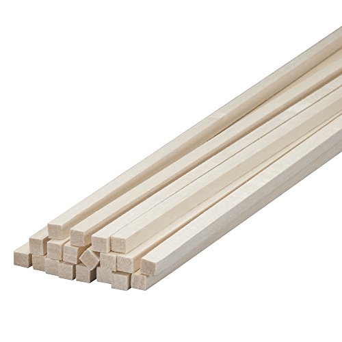 Revell Precision Cut Unfinished Basswood Sticks for Craft, Carving, and Hobby Projects, 1/4 X 1/4 X 24
