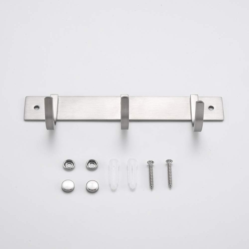 KXKL Bathroom Coat Hook Row Hook 304 Stainless Steel Brushed Nickel Bathroom Toilet Bath Towel Towel Hook Coat Hook Key Hook Living Room Storage Hook Kitchen Spatula Spoon pan with Hook(3-Row Hook): Home & Kitchen