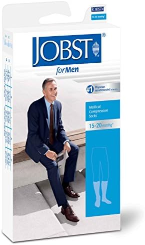 Jobst For Men 15-20 Knee High Closed Toe Ribbed Compression Socks White Large
