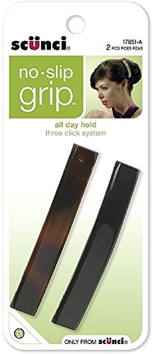 Scunci No-Slip Grip Auto Clasp Barrettes, Colors May Vary 2 ea (Pack of 6)
