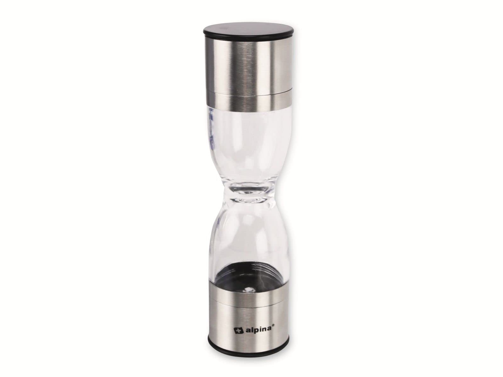 alpina Salt and Pepper Mill - 2 in 1 Mill - Diameter 6 x 22 cm - Glass/Stainless Steel