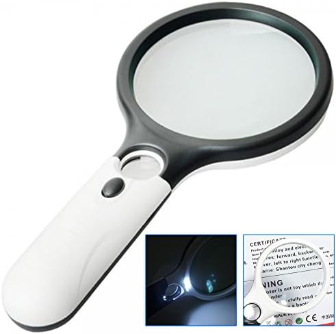 Hrph 45X LED Bifocal Lens Magnifier Lamp with Ergonomic Handle Magnifying Glass