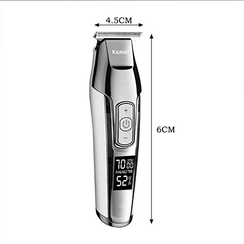 KEMEI Men's LCD Display Baldheaded Hair Clipper Professional Beard Hair Trimmer Tools Wireless Electric Haircut Cutter Machine Rechargeable Edger,Cordless and USB Rechargeable